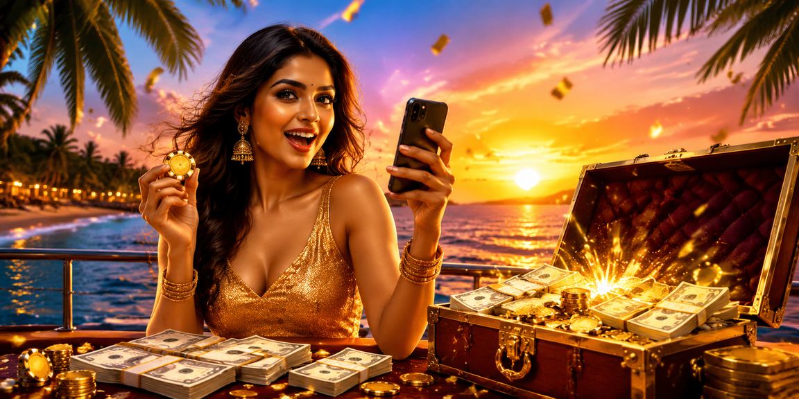Mobile casino gameplay on a beach in Goa