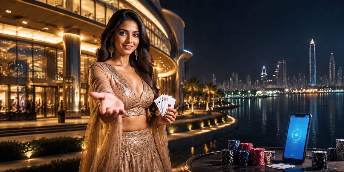 Indian player enjoying poker game in Bollywood style setting
